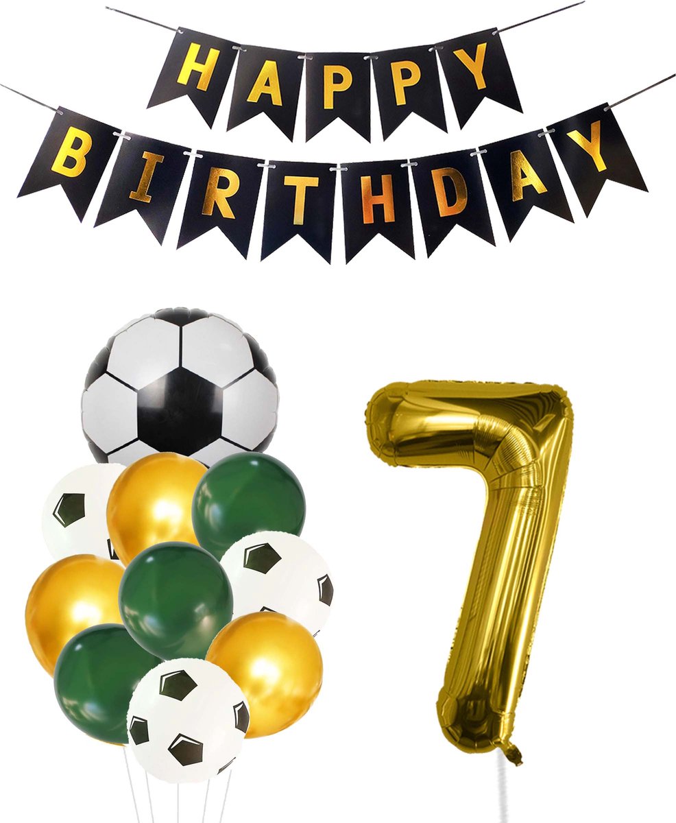 Cijfer Ballon 7 | Snoes Champions Voetbal Plus - Ballonnen Pakket | Groen en Goud